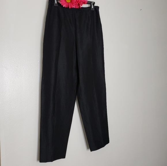 Oscar de la Renta Silk Twill Pants Black Luxury Cropped Celeb Style Elegant Chic - Picture 7 of 15